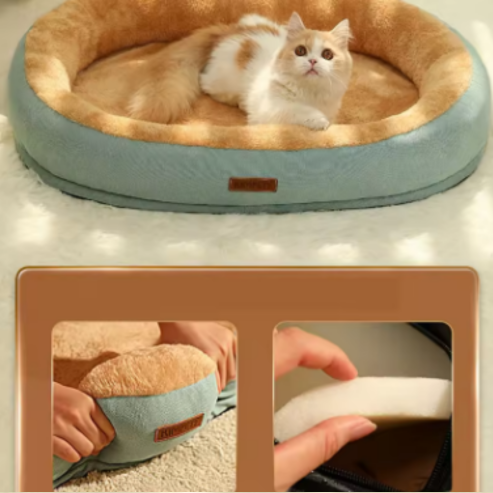 Lit  Confortable en Peluche Carré – Niche pour Chiot et Chat pratique pour Petits et Moyens Animaux