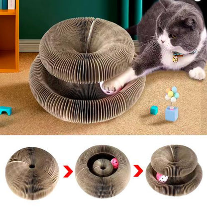 Griffoir pour Chat, Jouet Interactif avec Balle, Pliable et Modulable
